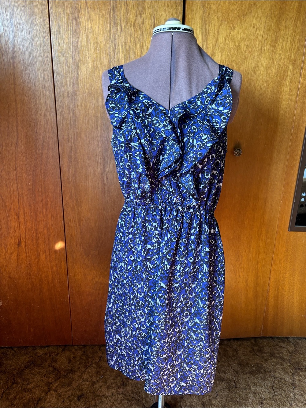 Mossimo Blue Abstract print ruffled sun dress 💙
